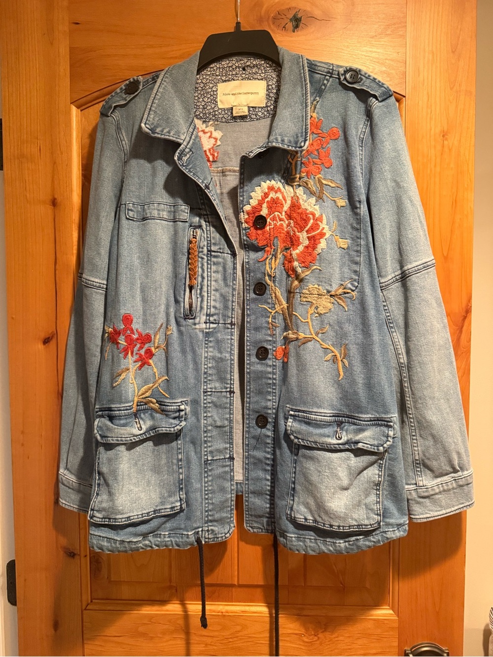 Pilcro and the Letterpress Light Blue Embroidered Denim Jacket